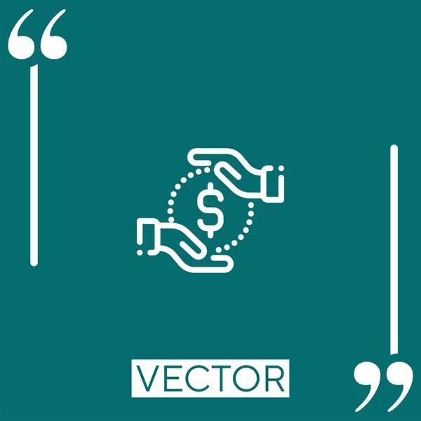 Ícone Vetor Moeda Ícone Linear Linha Encadeada Editável — Vetor de Stock