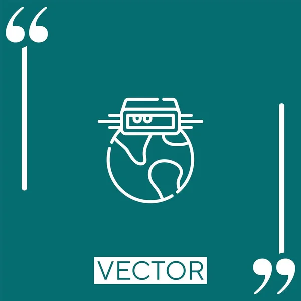 Icono Vectorial Global Icono Lineal Línea Acariciada Editable — Vector de stock