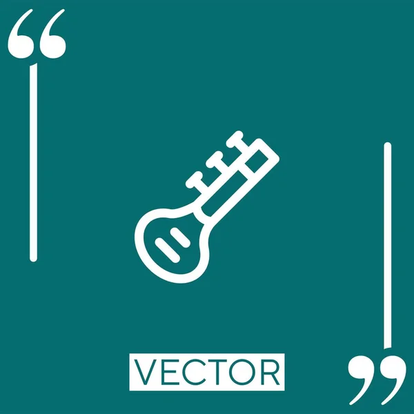 Sitar Vector Icon Icono Lineal Línea Acariciada Editable — Vector de stock