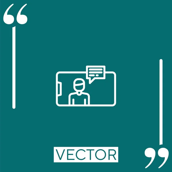 Icône Vectorielle Appel Vidéo Icône Linéaire Ligne Caressée Modifiable — Image vectorielle