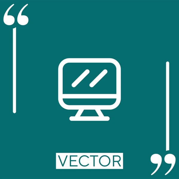 Icône Vectorielle Ordinateur Icône Linéaire Ligne Caressée Modifiable — Image vectorielle