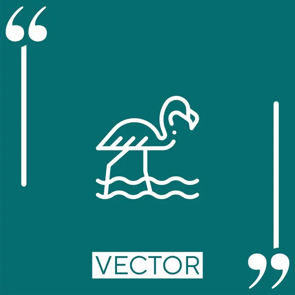 Flamingo Vector Icon Icono Lineal Línea Acariciada Editable — Vector de stock