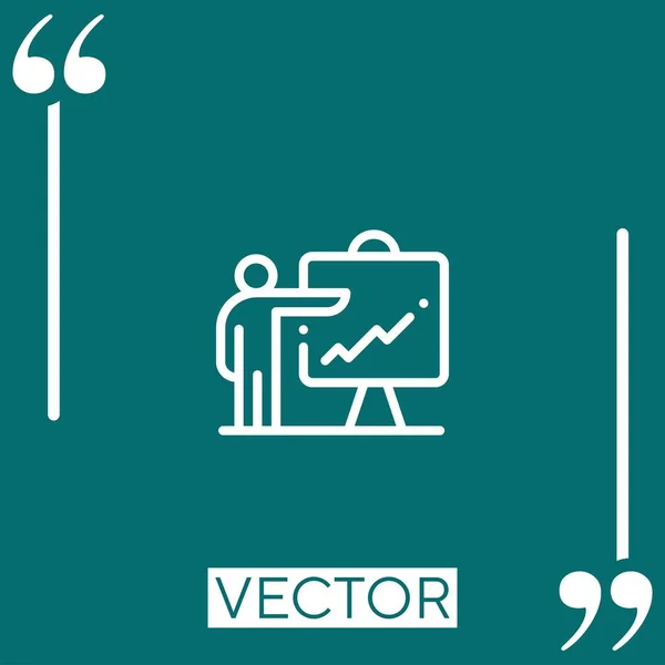 Ikona Vektoru Prezentace Lineární Ikona Upravitelná Čára — Stockový vektor