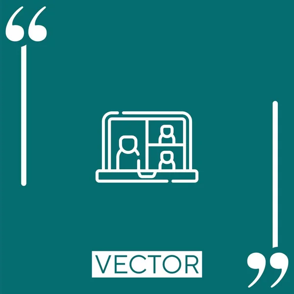 Online Meeting Vector Icon Icono Lineal Línea Acariciada Editable — Vector de stock