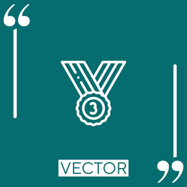 Tercer Premio Icono Vector Icono Lineal Línea Acariciada Editable — Vector de stock