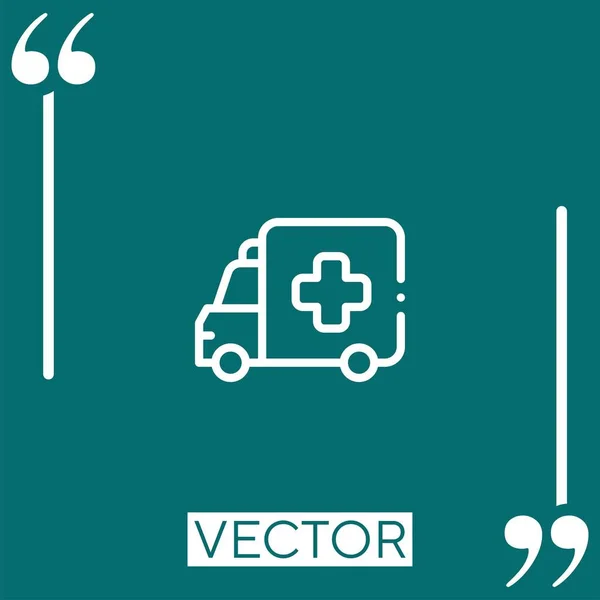 Ícone Vetor Ambulância Ícone Linear Linha Encadeada Editável — Vetor de Stock