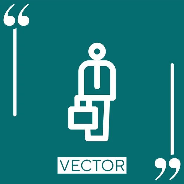 Business Man Vector Icon Icono Lineal Línea Acariciada Editable — Vector de stock