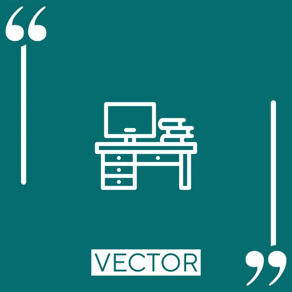 Icono Del Vector Escritorio Icono Lineal Línea Acariciada Editable — Vector de stock
