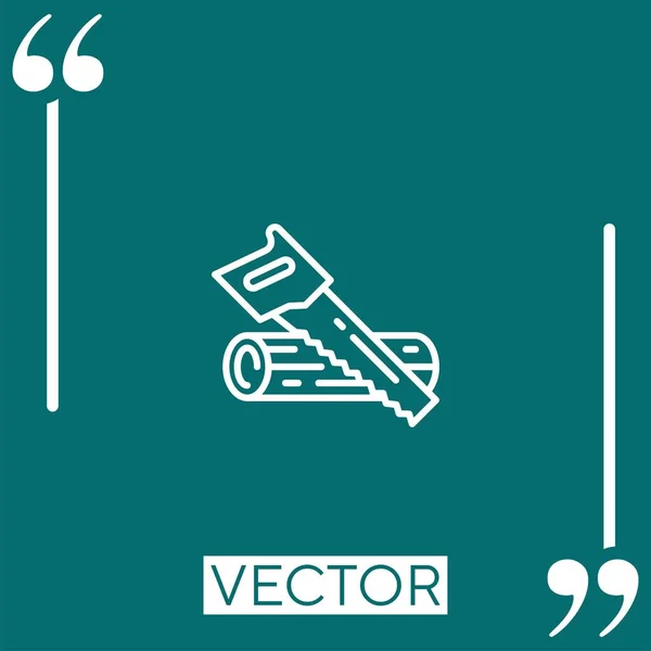 Handsäge Vektor Symbol Lineares Symbol Bearbeitbare Strichlinie — Stockvektor
