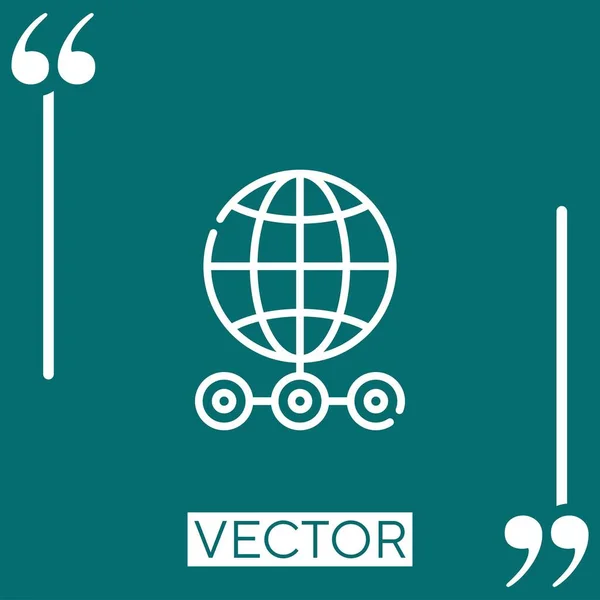 Ícone Vetor Grade Mundial Ícone Linear Linha Encadeada Editável — Vetor de Stock