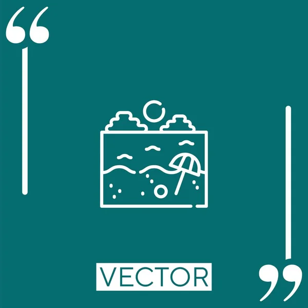 Icono Del Vector Playa Icono Lineal Línea Acariciada Editable — Archivo Imágenes Vectoriales