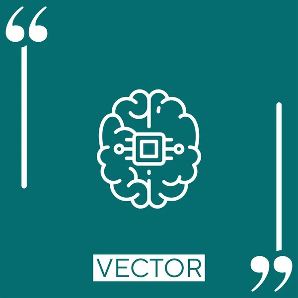 Cerveau Icône Linéaire Ligne Course Modifiable — Image vectorielle