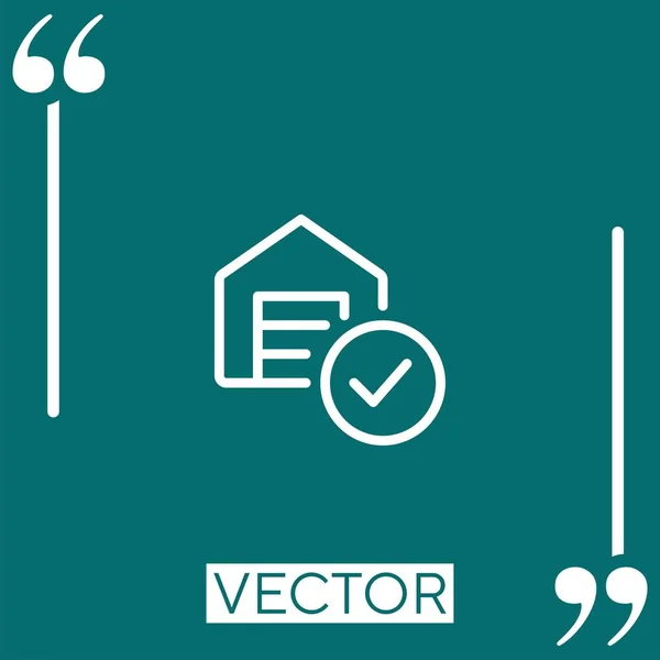 Verificado Ícone Linear Linha Curso Editável — Vetor de Stock