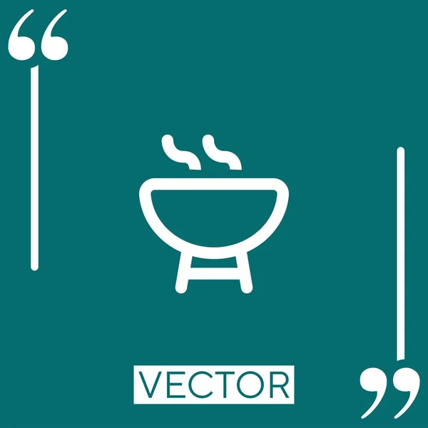Barbecue Outline Linear Icon Editable Stroke Line — Stock Vector