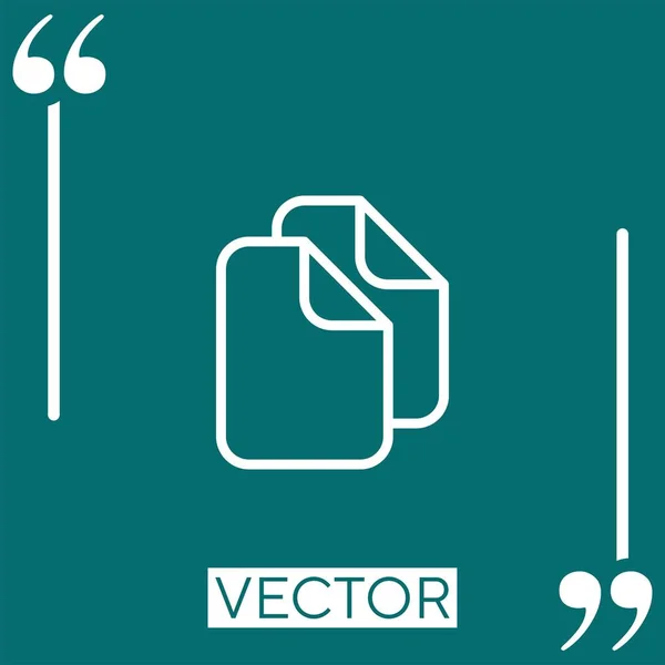 Copiar Archivos Icono Lineal Línea Carrera Editable — Vector de stock