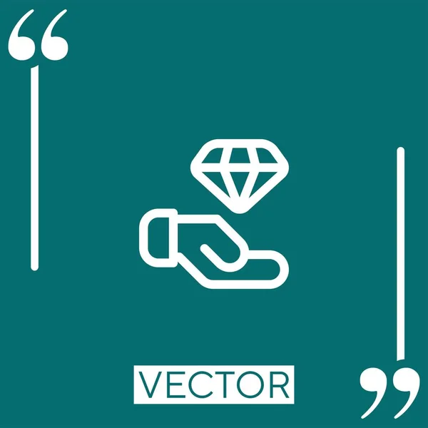 Icono Del Vector Del Diamante Icono Lineal Línea Acariciada Editable — Vector de stock