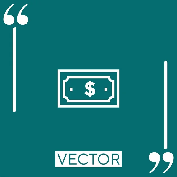 Ícone Vetor Nota Dólar Ícone Linear Linha Encadeada Editável — Vetor de Stock