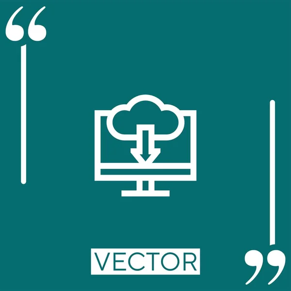 Wolke Herunterladen Vektor Symbol Lineares Symbol Bearbeitbare Strichlinie — Stockvektor