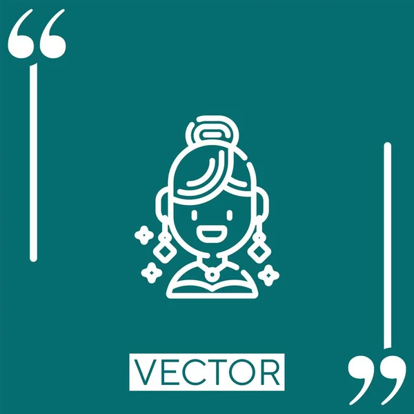 Icône Vectorielle Dame Icône Linéaire Ligne Course Modifiable — Image vectorielle