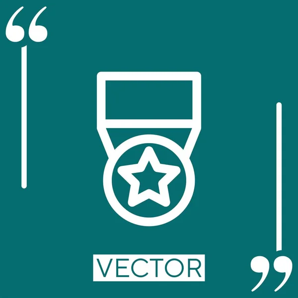 Medalla Con Icono Vector Estrella Icono Lineal Línea Carrera Editable — Vector de stock