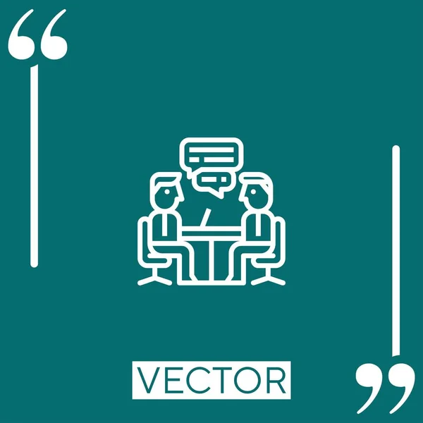 Meeting Vektor Symbol Lineares Symbol Bearbeitbare Strichlinie — Stockvektor