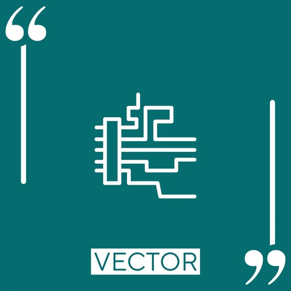 Placa Mãe Linhas Vetor Ícone Ícone Linear Linha Curso Editável — Vetor de Stock