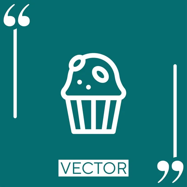 Ícone Vetor Muffin Ícone Linear Linha Encadeada Editável — Vetor de Stock