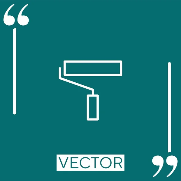 Ícone Vetor Rolo Pintura Ícone Linear Linha Curso Editável — Vetor de Stock