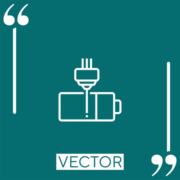 Icono Del Vector Batería Icono Lineal Línea Carrera Editable — Vector de stock
