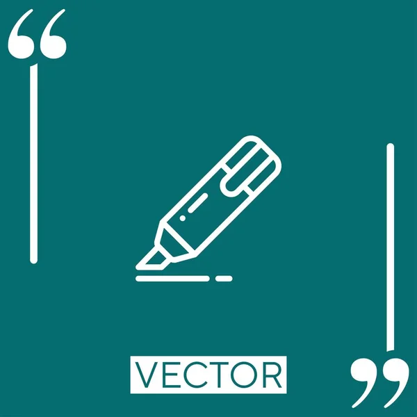 Textmarker Vektorsymbol Lineares Symbol Editierbare Strichlinie — Stockvektor