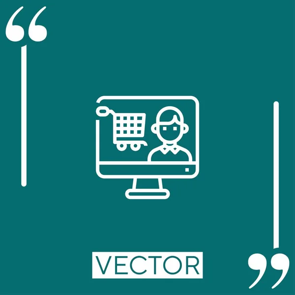 Icono Del Vector Compras Línea Icono Lineal Línea Acariciada Editable — Vector de stock