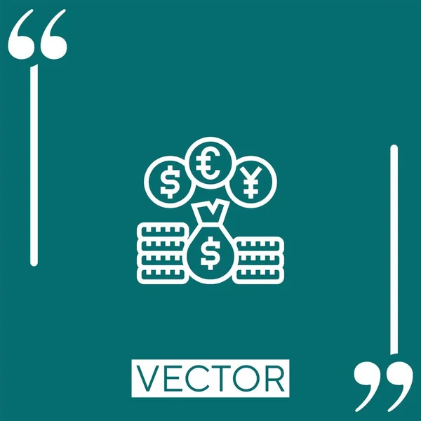 Ícone Vetor Moeda Ícone Linear Linha Encadeada Editável — Vetor de Stock