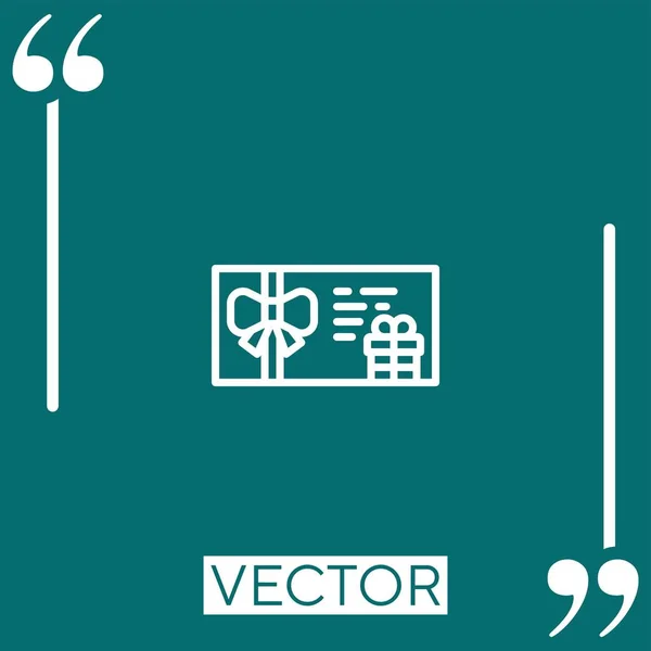 Regalo Voucher Vector Icono Icono Lineal Línea Acariciada Editable — Vector de stock
