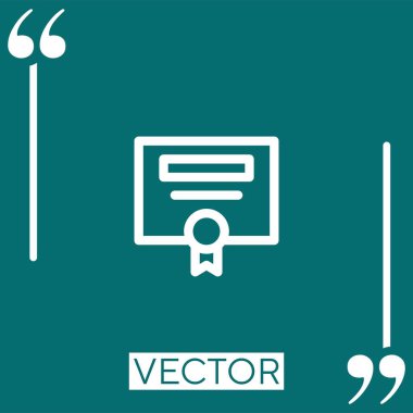 Sertifika vektör simgesi doğrusal simgesi. Düzenlenebilir vuruş çizgisi