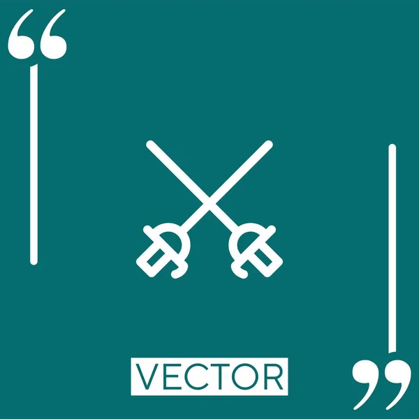 Épées Icône Vectorielle Icône Linéaire Ligne Caressée Modifiable — Image vectorielle