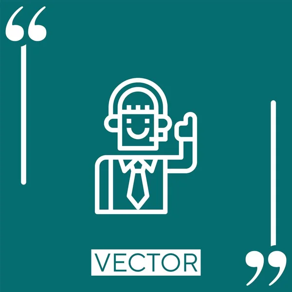 Call Center Agent Vector Icon Icono Lineal Línea Acariciada Editable — Vector de stock