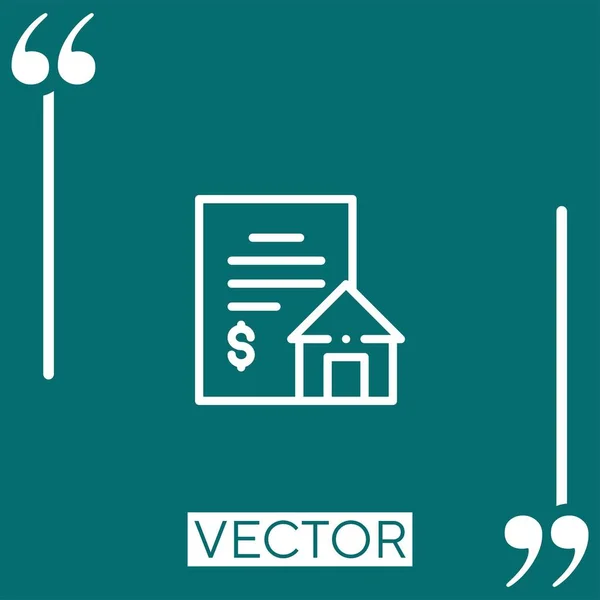 Ícone Vetor Hipoteca Ícone Linear Linha Curso Editável — Vetor de Stock