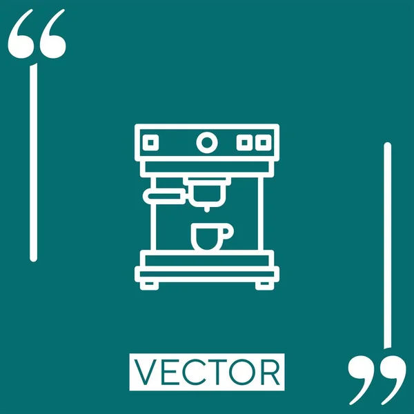 Ícone Vetor Máquina Café Ícone Linear Linha Curso Editável — Vetor de Stock