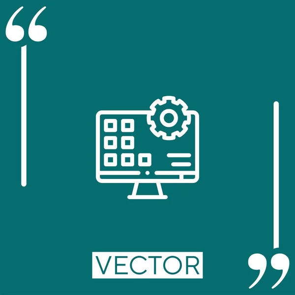 Monitor Vector Icono Icono Lineal Línea Carrera Editable — Archivo Imágenes Vectoriales