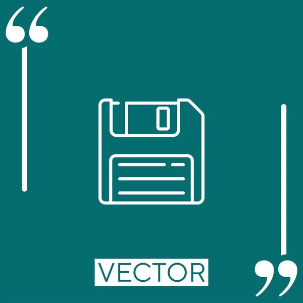 Diskette Vector Icon Icono Lineal Línea Carrera Editable — Vector de stock