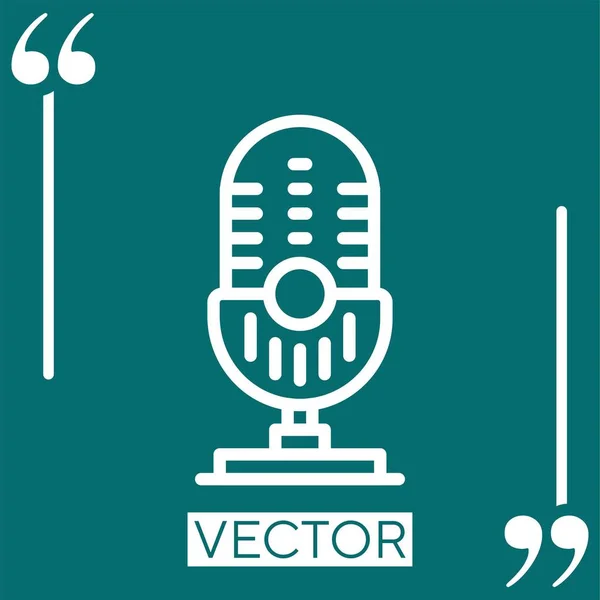 Ícone Vetor Microfone Ícone Linear Linha Curso Editável — Vetor de Stock