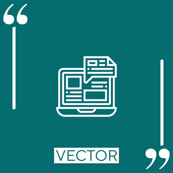 Ícone Vetor Computador Ícone Linear Linha Curso Editável — Vetor de Stock