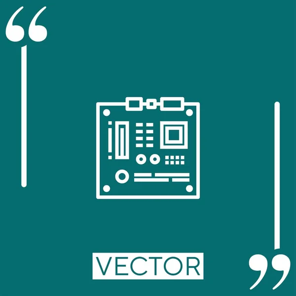 Motherboard Vektorsymbol Lineares Symbol Editierbare Strichlinie — Stockvektor
