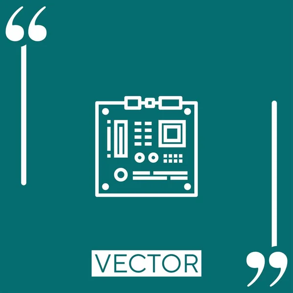 Ícone Vetor Placa Mãe Ícone Linear Linha Curso Editável — Vetor de Stock