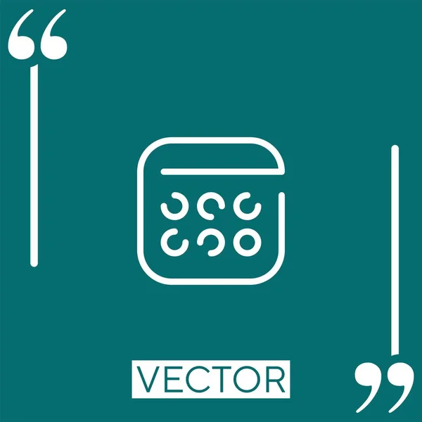 Ícone Vetor Calendário Ícone Linear Linha Curso Editável — Vetor de Stock