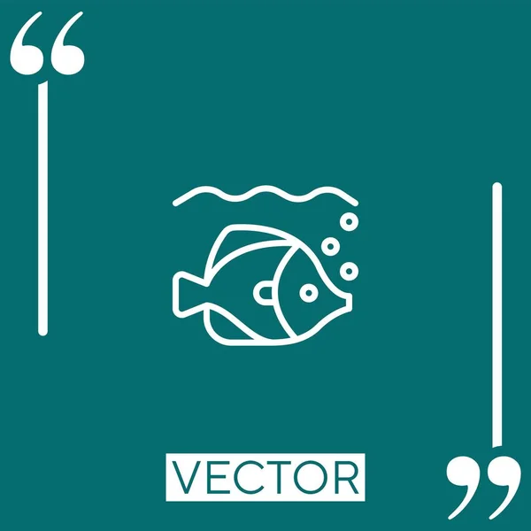 Icône Vectorielle Poisson Icône Linéaire Ligne Caressée Modifiable — Image vectorielle