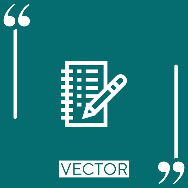List Vector Icon Icono Lineal Línea Acariciada Editable — Vector de stock