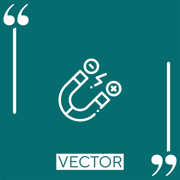 Icono Del Vector Del Imán Icono Lineal Línea Carrera Editable — Vector de stock
