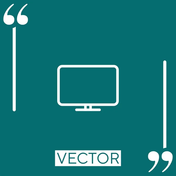 Monitor Vektor Symbol Lineares Symbol Editierbare Strichlinie — Stockvektor