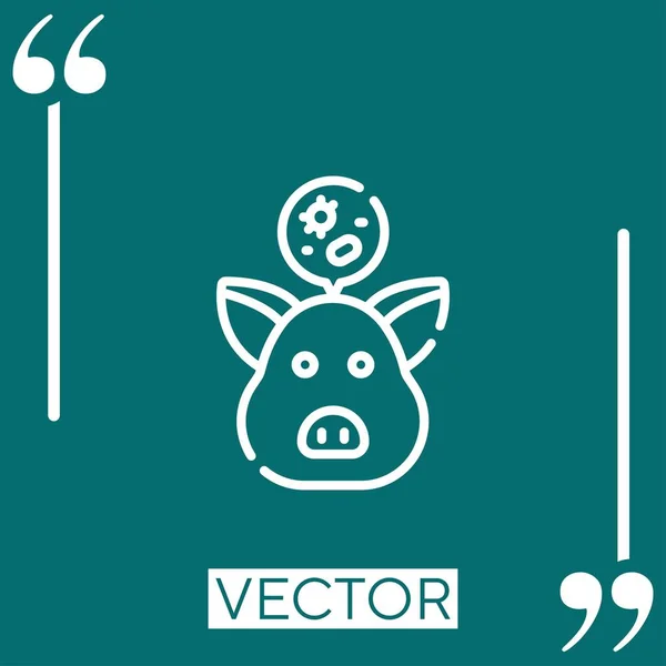 Pig Vector Icon Icono Lineal Línea Carrera Editable — Archivo Imágenes Vectoriales